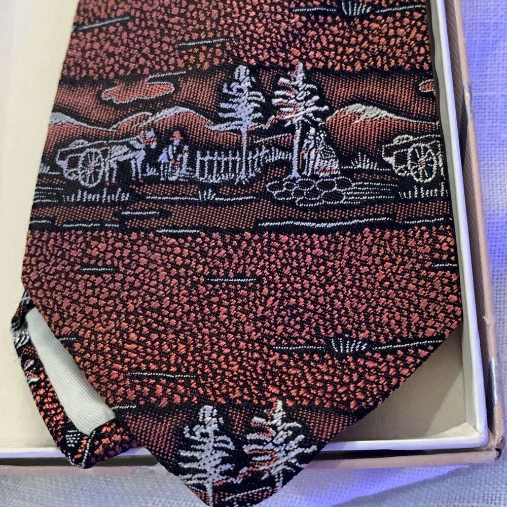 Vintage Mens Tie Copper Horse and Cart Mountains‎